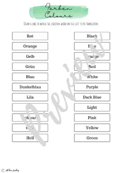 Preview of German colours worksheet