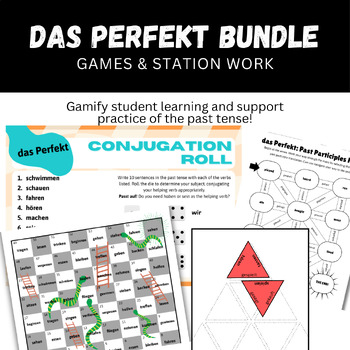 Preview of German das Perfekt (past tense) BUNDLE: Practice for Stations or Centers