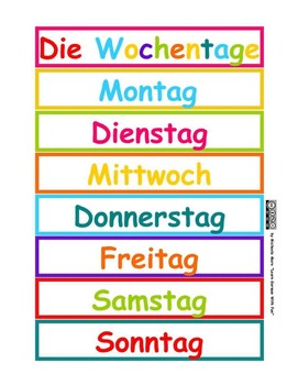German days of the week - Die Wochentage auf Deutsch | TPT