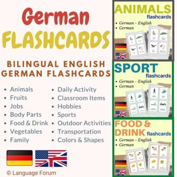 Preview of German flashcards bundle (with English translations) | 700+ flash cards