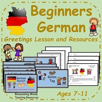 Preview of German lesson plan, PowerPoint and resources : Greetings