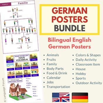 Preview of German posters bundle (with English translations) | Deutsch