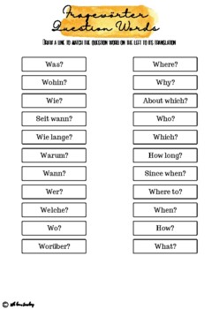 Preview of German question words Worksheet