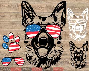 Download German Shepherd Usa Flag Glasses Paw Silhouette Svg Dog 4th July Breed K 9 855s PSD Mockup Templates