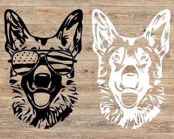 German Shepherd Usa Flag Glasses Paw Silhouette Svg Dog 4th July Breed K 9 855s