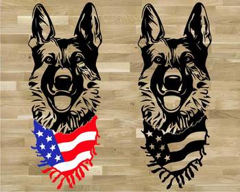 German Shepherd Dog Head Whit Scarf Us Flag Svg 4th July Breed K 9 Police 1277s