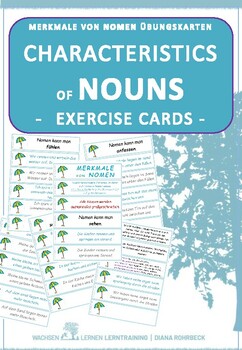 Preview of German summer characteristics of nouns exercise cards -Sommer Merkmale von Nomen