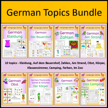 Preview of German topic bundle - clothing, numbers, colors, body and more