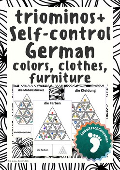 Preview of German - triominos+ self-control - colors, clothes, furniture