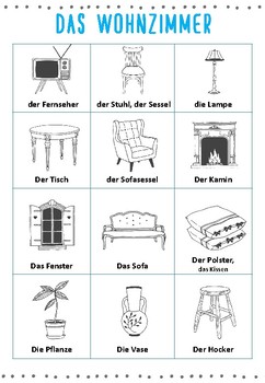 Preview of German vocabulary - das Wohnzimmer (living room)