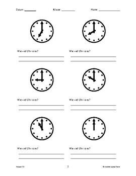 german whole hour analog clock worksheet 12 hour and 24 hour format