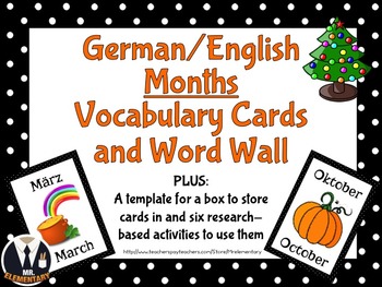 Preview of German/English Months and Seasons Flashcards and Word Wall