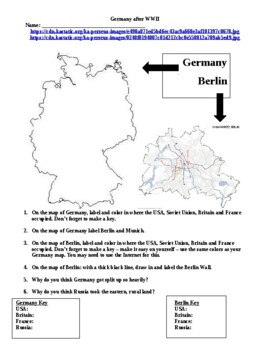 Germany & Berlin map after WWII by Historical Diva | TpT