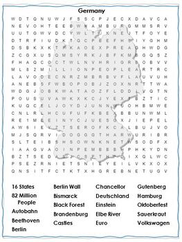 Germany Crossword Puzzle Word Search Combo   Bonus PowerPoint TPT