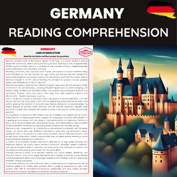 Preview of Germany Reading Comprehension | German History Geography and Culture