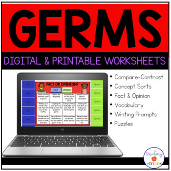 Preview of Germs Activity Worksheets | Digital and Printable- Low Prep!