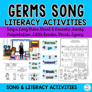 It's keep GERMS away time at school! Energetic teaching song "Germs, Germs Go Away" sung to the tune of "Rain, Rain Go Away" and "Mary Had a Little Lamb" will have your students learning how to COVER YOUR NOSE, WASH YOUR HANDS and (If you're sick) PLEASE STAY AT HOME.  It's easy to learn with the familiar tune as the melody.  