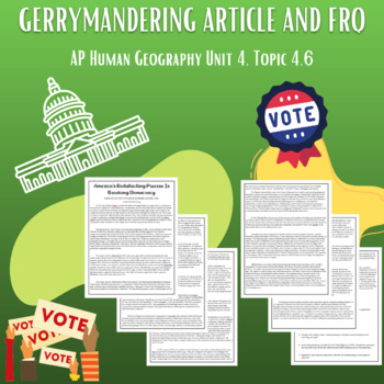 Preview of Gerrymandering Article and FRQ (AP Human Geography Unit 4, Topic 4.6)