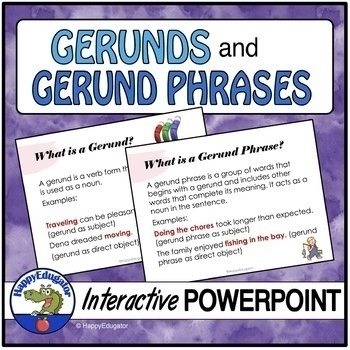 Preview of Gerunds and Gerund Phrases Interactive PowerPoint