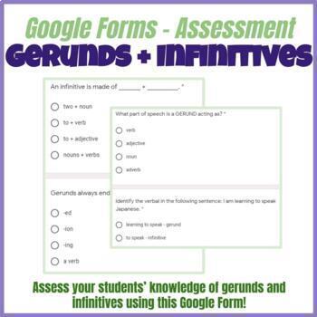 Preview of Gerunds and Infinitives QUIZ - Formative Assessment