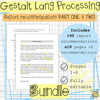 Preview of Gestalt Language Processing | GLP Report recommendations BUNDLE | Speech therapy
