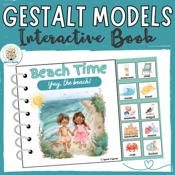 Preview of Gestalt Models Adapted Book w/ Sentence Frame (Beach: Let's + verb + noun!)