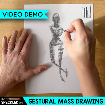 Preview of Gestural Mass Figure Drawing Art Lesson, Presentation + Demo Videos. Editable