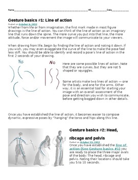 Preview of Gesture Drawing Article with Comprehension Questions *** Remote Learning Adjusta