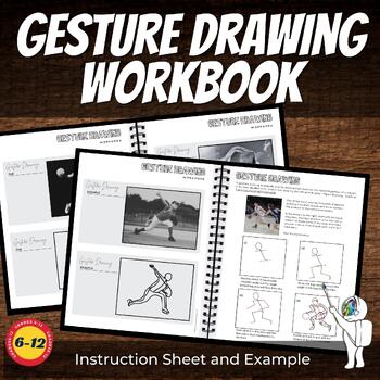 Preview of Gesture Drawing Practice Workbook Printable PDF, Middle School, High School Art