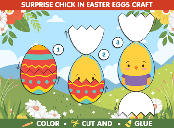 Preview of Get Crafty with Surprise Chick Easter Eggs: Color, Cut, & Glue Fun!