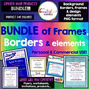Preview of BUNDLE variety of background borders, frames, clipart Commercial & Personal Use