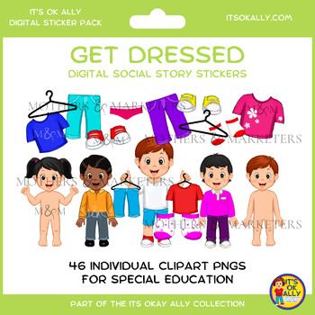Preview of Get Dressed - Digital Social Sticker Set | Its Ok Ally