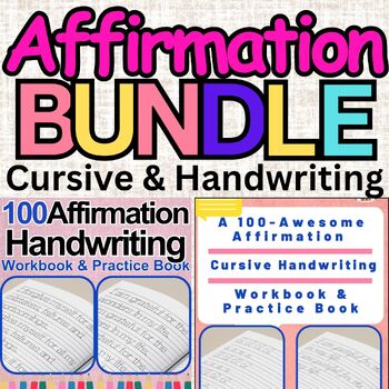 Preview of Get It All - Ultimate Positive Affirmation Cursive & Handwriting Workbook Bundle