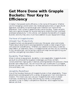 Preview of Get More Done with Grapple Buckets: Your Key to Efficiency