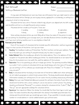 Preview of Get Noticed! - Writing a Business Letter Handout & Practice