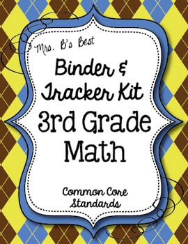 Preview of Get Organized!  3rd Grade Common Core Math Binder & Tracker - Editable Pages!