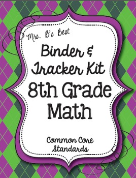 Preview of Get Organized!  8th Grade Common Core Math Binder & Tracker - Editable Pages!