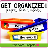 Get Organized! Paper Bin Labels