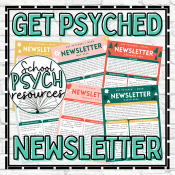 Preview of Get Psyched Monthly School Psychologist Newsletter Template Special Education