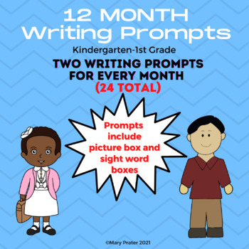 Preview of Monthly Writing Prompts for Kindergarten - First-Grade!