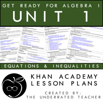 Preview of Math Lessons Plans + Get Ready for Algebra 1 + Equations & Inequalities