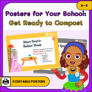 Preview of Get Ready to Compost: Editable Posters for K-5 Schools