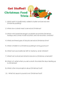 Get Stuffed Christmas Food Trivia By That S Textbook Tpt