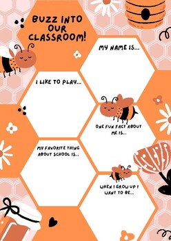 Preview of Get To Know Me Bee Activity Page