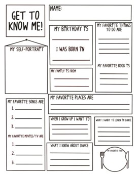 Get To Know Me Worksheet (3rd to 5th) by Dance and PreK Ed 101 | TPT