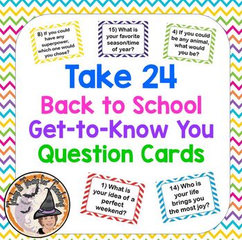 Preview of Back to School Get To Know You Activity Ice Breaker Question Cards FUN!!!