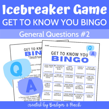 Get To Know You Bingo - Classroom Icebreaker Game - General Questions #2