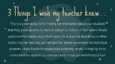 Get-To-Know-You Essay Writing (3 Things I wish my teacher 