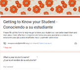Get To Know Your Student-Google Form-Back to School *Engli