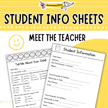 Preview of Get To Know Your Students | Student Information Sheet | Meet The Teacher Night